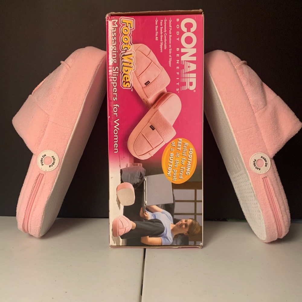 Pink/Fuzzy Foot massage slippers for wome!!! Size 9